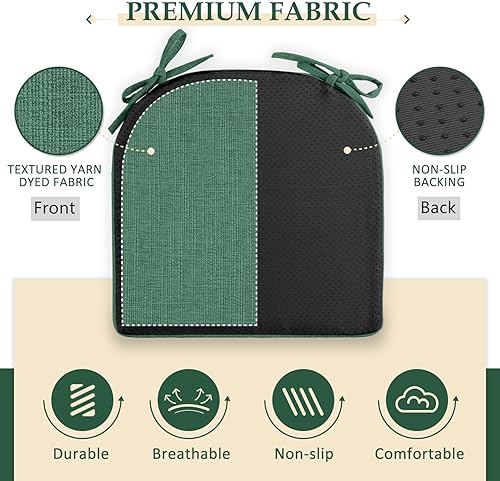 Miniatura 31 de Wellsin Chair Cushions for Dining Chairs 4 Pack - Kitchen Chair Cushions with Ties and Non-Slip Backing - Dining Chair Pads 16"X16"X2", Beige