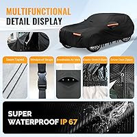 Vista 4 de Funda para coche SUV de 30 capas para automóviles, impermeable para todo tipo de clima, protección UV, resistente a la nieve, resistente al viento