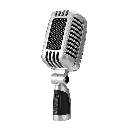 CAROL CLM-101 Professional Vintage Wired Microphone – Dynamic Supercardioid with Dual Microphone-Capsules for Singing, Karaoke, and Stage, Includes Mic, Storage Bag & Switch(Cable Not Included) -Black