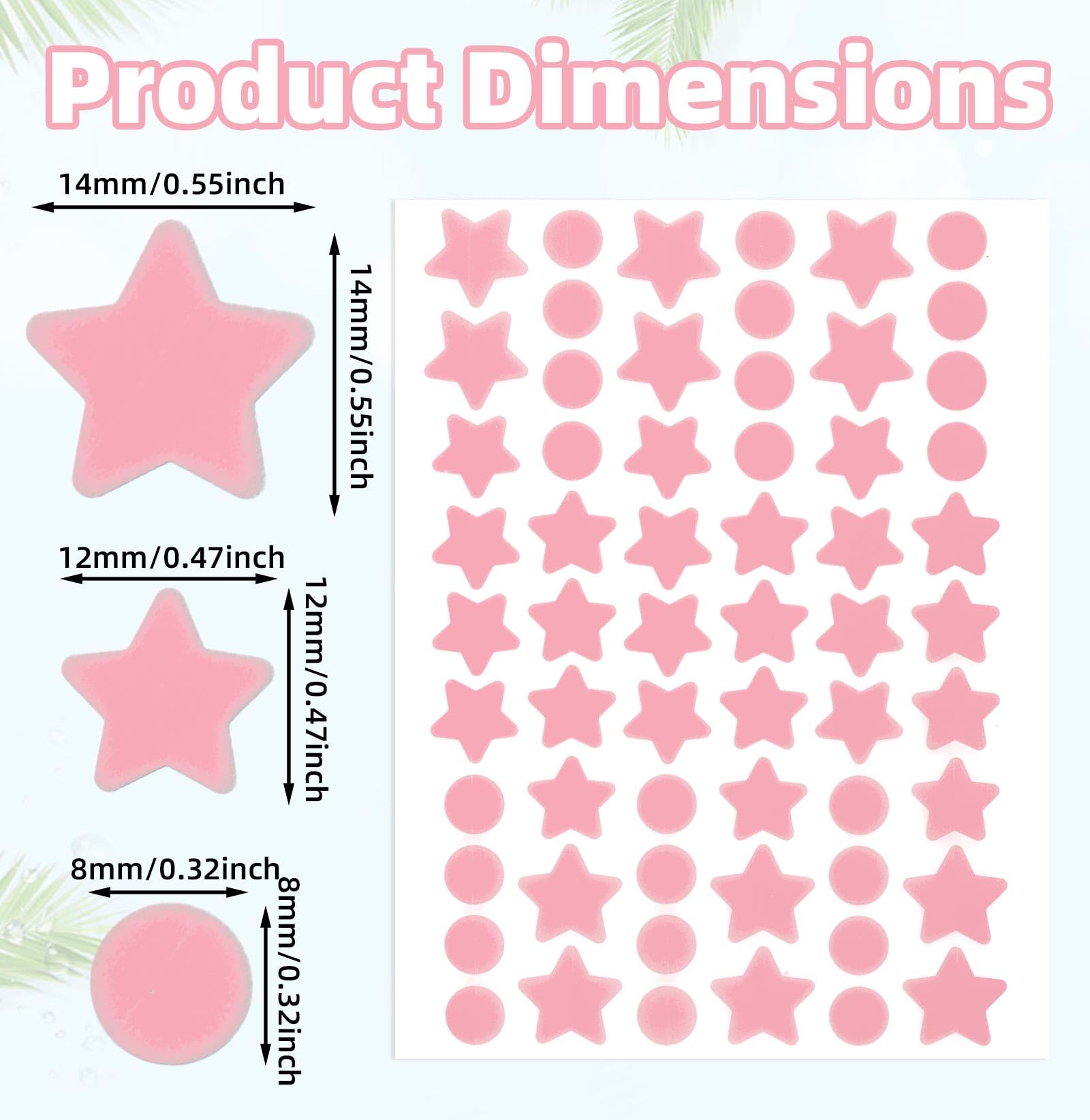 Gosknor 600pz Rosa Cerotti per Brufoli, 240 Copri Brufoli Rotondi Viso 240 Piccoli Cerotti l'Acne a Forma di Stella e 120 Grandi Patch l'Acne a Forma di Stella per Feste Trucco