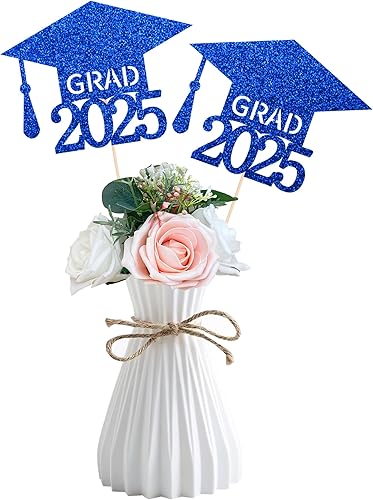 Gexolenu Centros de mesa de graduación de doble cara negro con purpurina para mesas decoración de mesa de graduación 2023 centro de mesa suministros