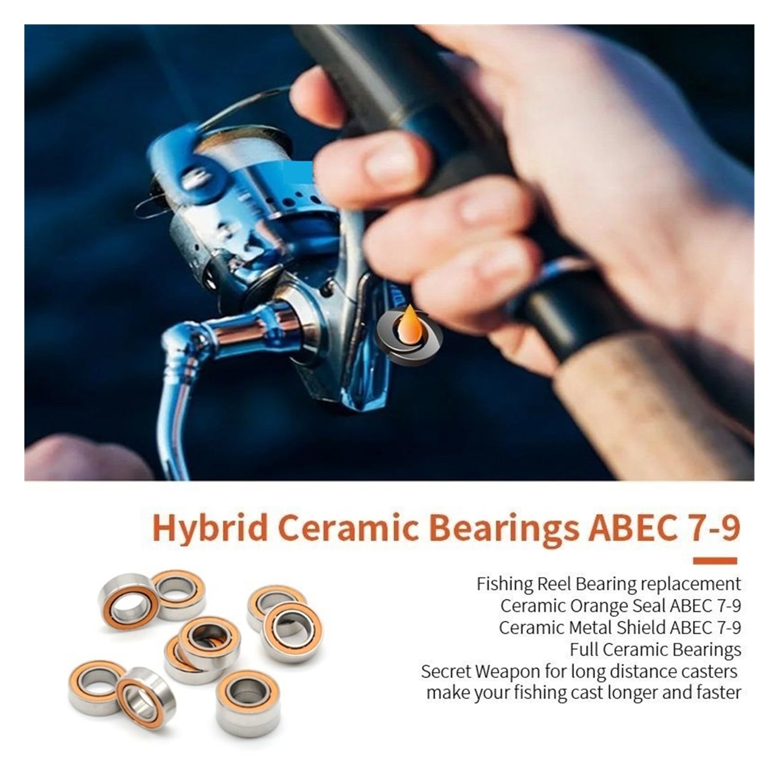 UAMOU Cuscinetto in Ceramica Ibrida in Acciaio Inossidabile da 4 Pezzi Adatto for Daiwa BG 3000 Cuscinetto ad Aria sigillato a Tenuta stagna Adatto for Mulinello Baitcast Cheerfully