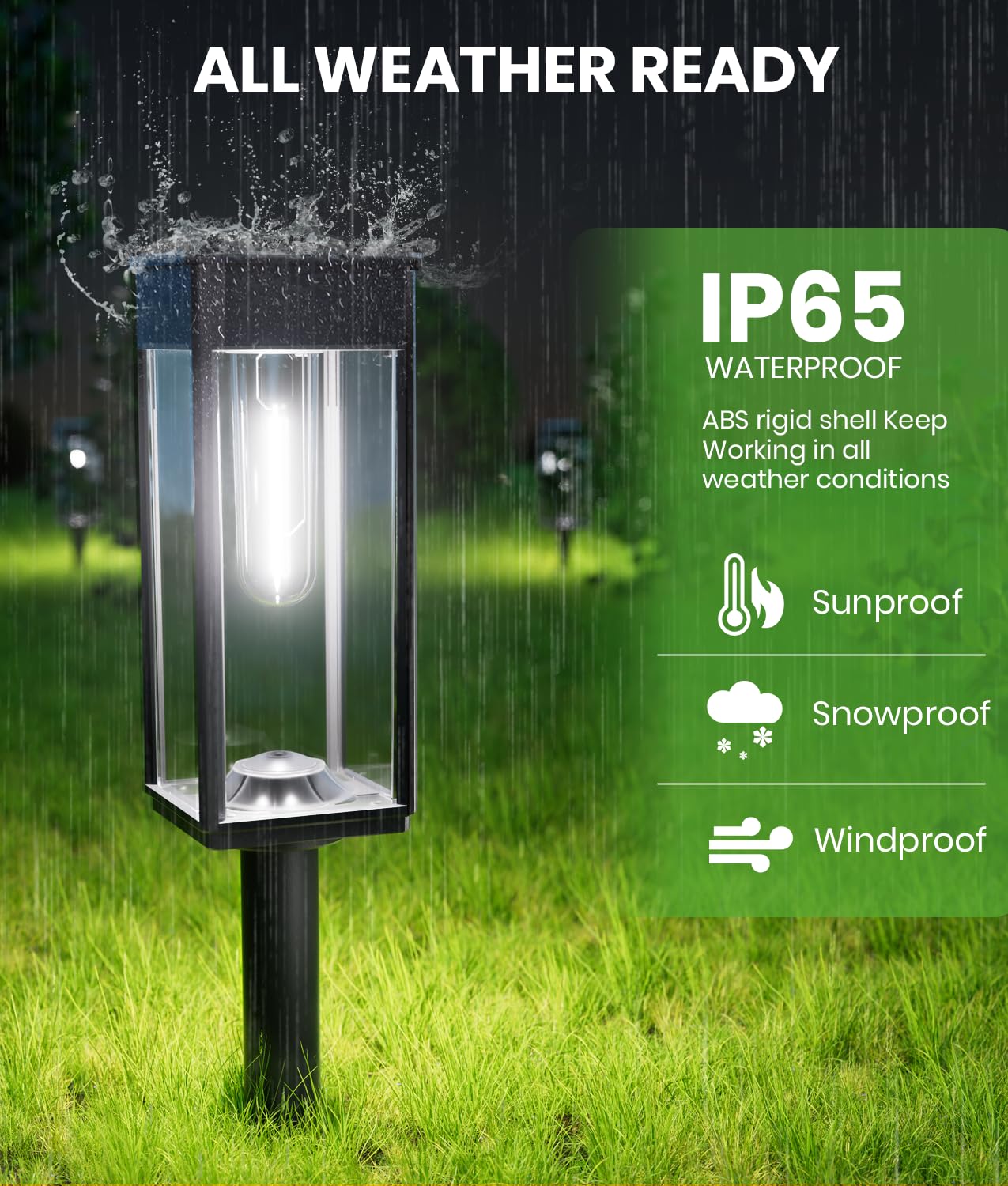 BITPOTT Luci solari per vialetti esterni, luci solari luminose per esterni, impermeabili, IP65, confezione da 2 luci da giardino con accensione e spegnimento automatici, luci paesaggistiche per