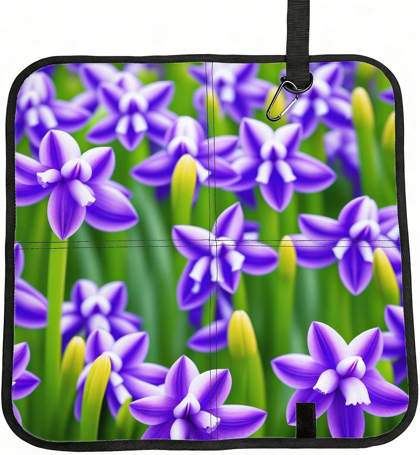 (Purple Hyacinth) Sitting Pad Foldable Seat Cushion Lightweight Camping Seat Mat with Hook for Outdoor Hiking Picnic Camping