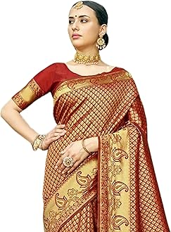 SIRIL Women's Soft Banarasi Silk Jacquard Saree with Unstitched Blouse Piece