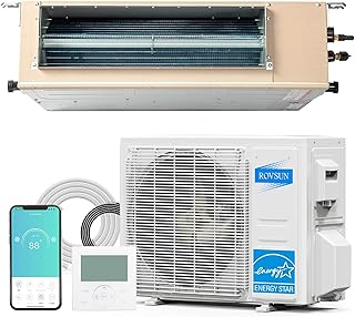 ROVSUN 18000 BTU Smart WIFI Ducted Mini Split AC/Heating System with Inverter, 23 SEER2 Concealed Duct Air Conditioner with Wired Controller, Pre-Charged Condenser, Heat Pump & Installation Kit, 230V