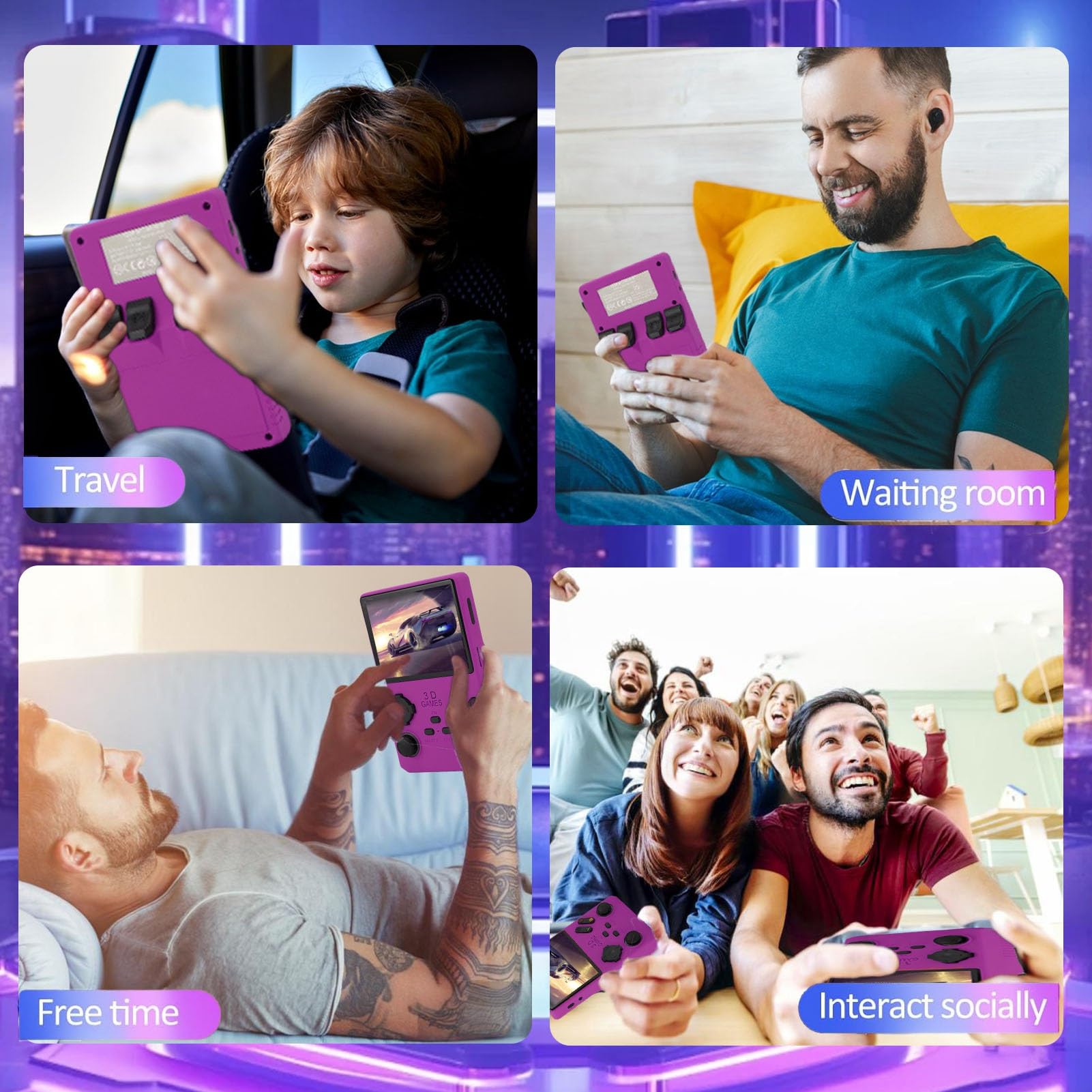 V40 Pro Retro Handheld Console - 256 GB Memory, 3,5 "pełny Ekran, Open Source, 45 Emulatorów, 35000+ Gier, Bateria 3800 MAh (PURPLE)