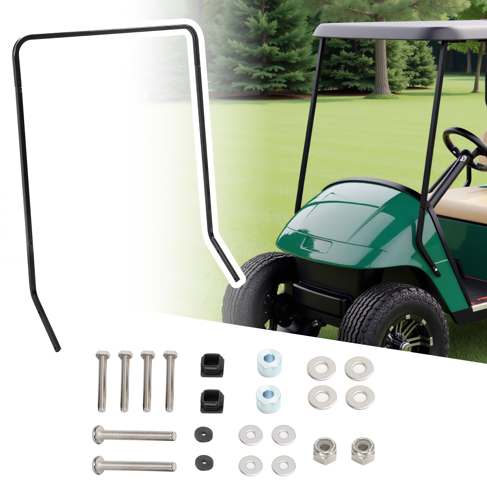 Photo 1 of 10L0L Golf Cart Front Strut Roof Support Frame for EZGO TXT 2014-Up, Heavy-Duty Steel Struts Replacement Kit