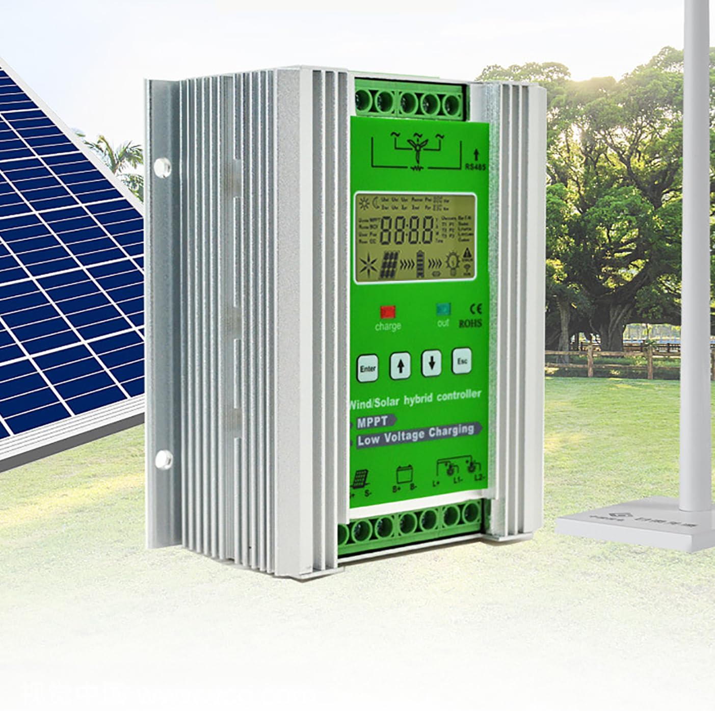 30A Hybrid Solar & Wind Charge Controller for 12V/24V/48V Batteries, 2000W Off-Grid Design, Efficient Renewable Energy Management System.