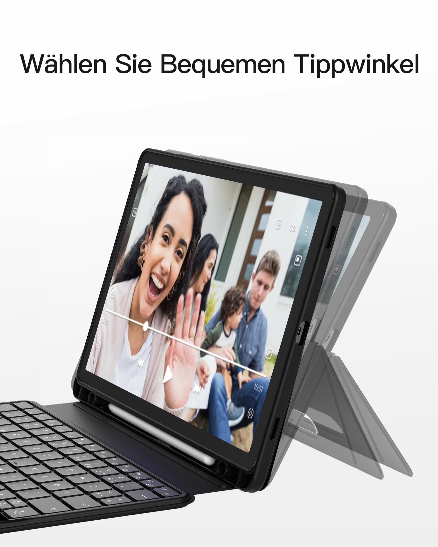 Inateck Hülle mit Tastatur für Samsung Galaxy Tab Tab S10 Lite/S10 FE/S9 FE/S9,Tastatur für Tablet Hoch-/Querformat Ständer,Abnehmbar, mit Touchpad,QWERTZ, AceTouch N0064