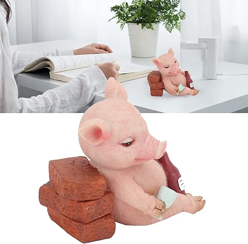 Miniatura 3 de Estatua de cerdos mini figura de cerdos, decoración del hogar de goma, estatua de jardín de animales de la suerte para micro paisaje, estatua de