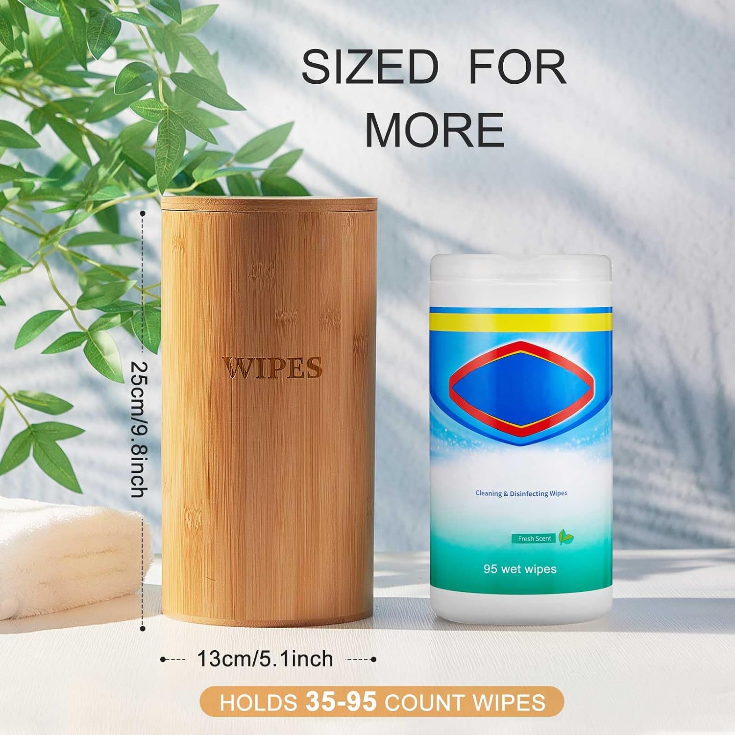 Willinglong Refillable Wet Wipes Dispenser Disinfecting Wipe Container with Magnetic Lid Stylish Decorative Bamboo Holder for Bathroom Kitchen Countertop Home Office Storage Cleaning(Natural)
