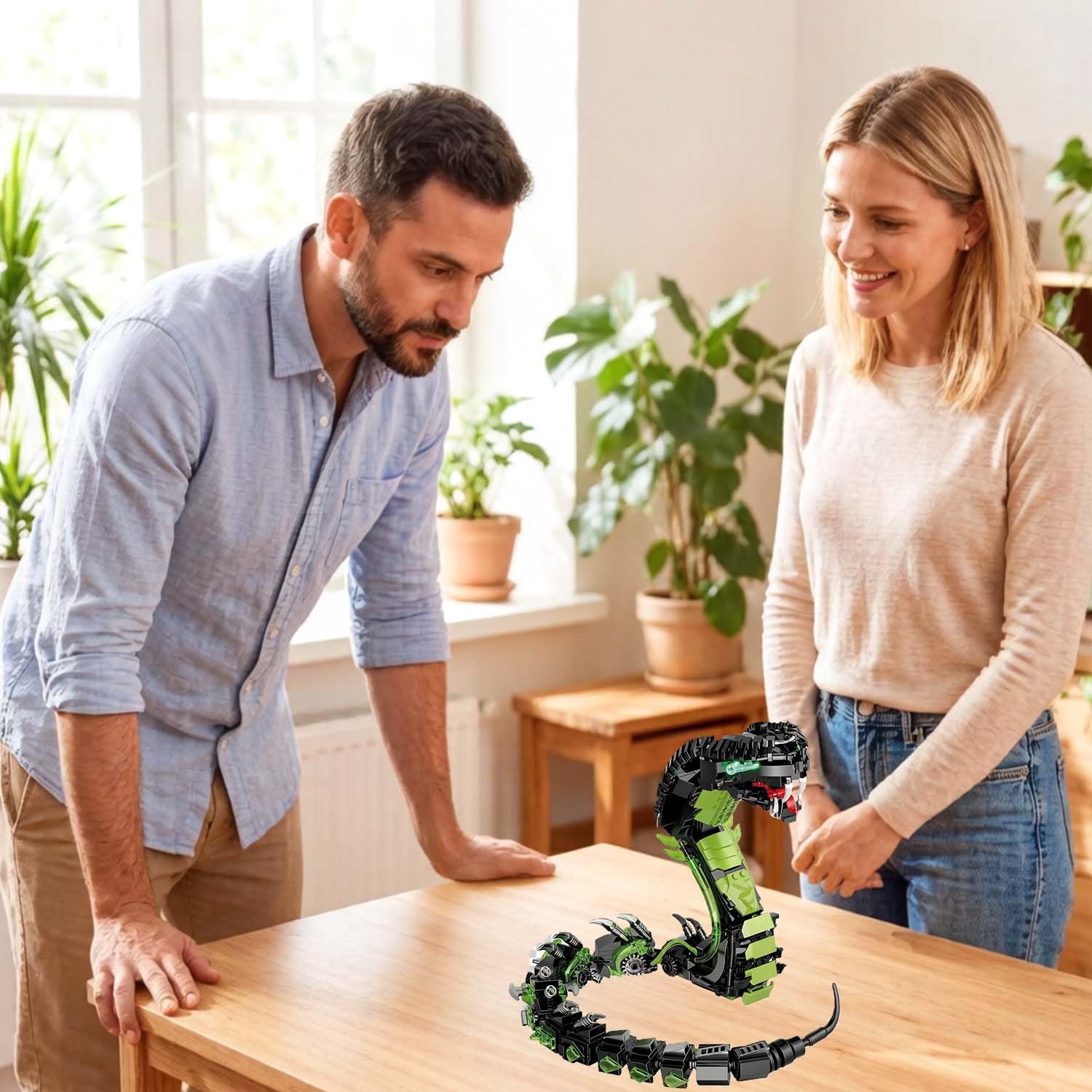 QLT QIAOLETONG Juego de bloques de construcción de serpientes mecánicas, ideas cobra animal modelo de juguete, compatible con Lego, regalo STEM para adolescentes y adultos (689 piezas)