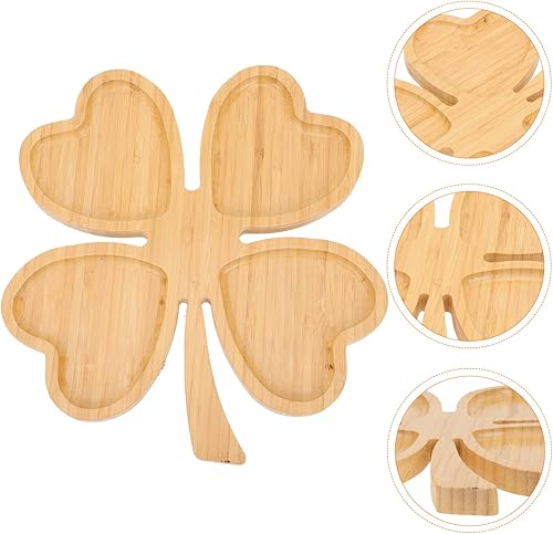 Miniatura 9 de Zerodeko Plato de madera – Platos de servir en forma de trébol – Platos de cena divididos con trébol – Platos decorativos de San Patricio para