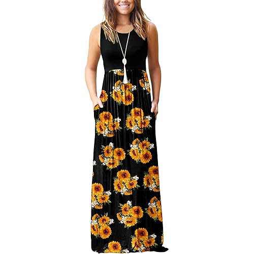 AUSELILY Women's Summer Sleeveless Loose Maxi Dress Casual Long Dresses with Pockets 2025 New