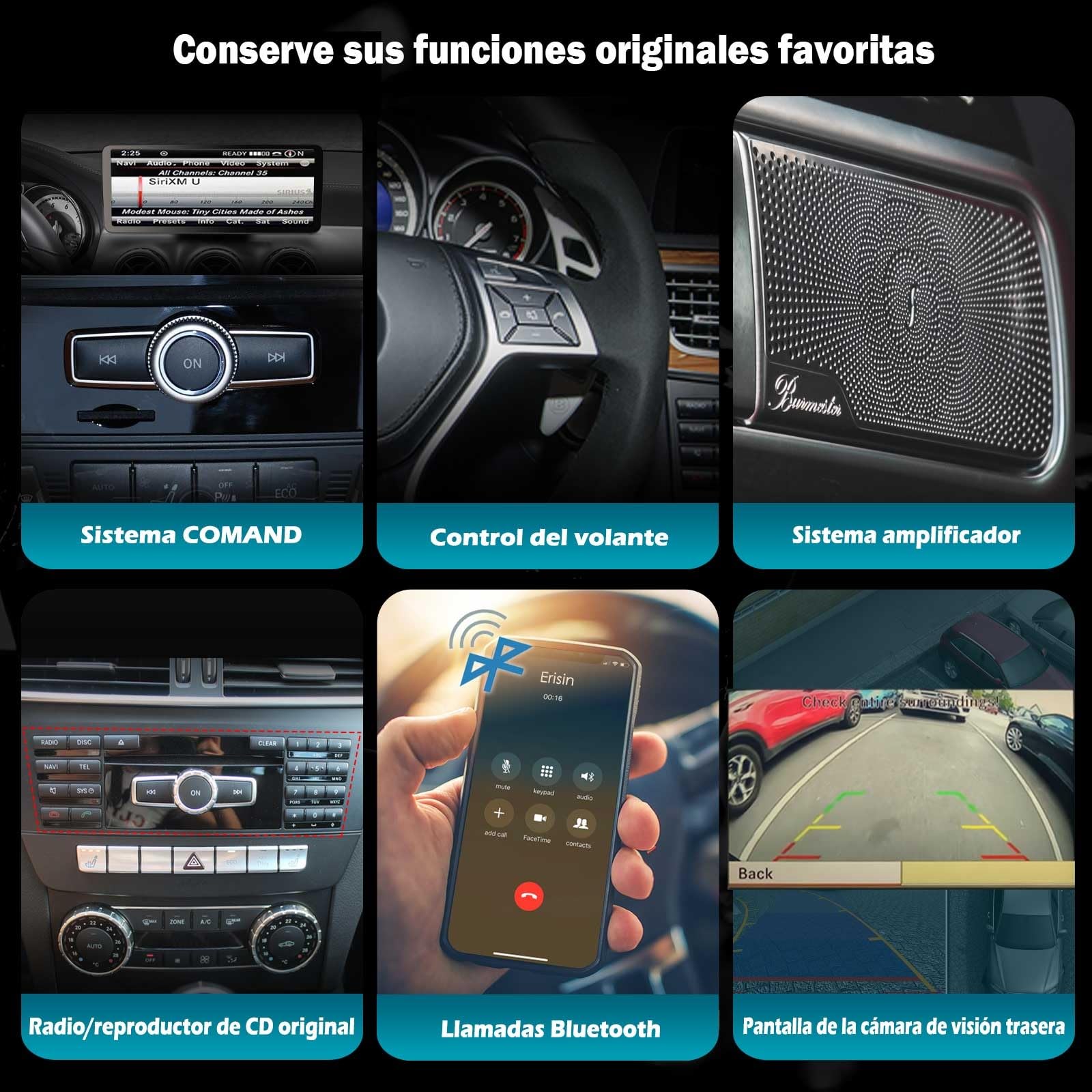 12,3" Pantalla Qualcomm Android 15 8-Core 8GB+128GB Radio Coche Bluetooth GPS Navegador para Mercedes Benz Clase A/GLA/CLA W176 X156 C117 NTG 4.5/4.7 IPS CarPlay Android Auto Dab+ WiFi 4G CANBUS DSP