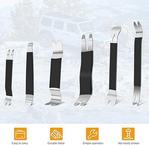 Miniatura 17 de GOOACC Kit de 5 piezas de herramientas para remover los clips de molduras de puertas y tablero de audio del automóvil sin rayar Azul