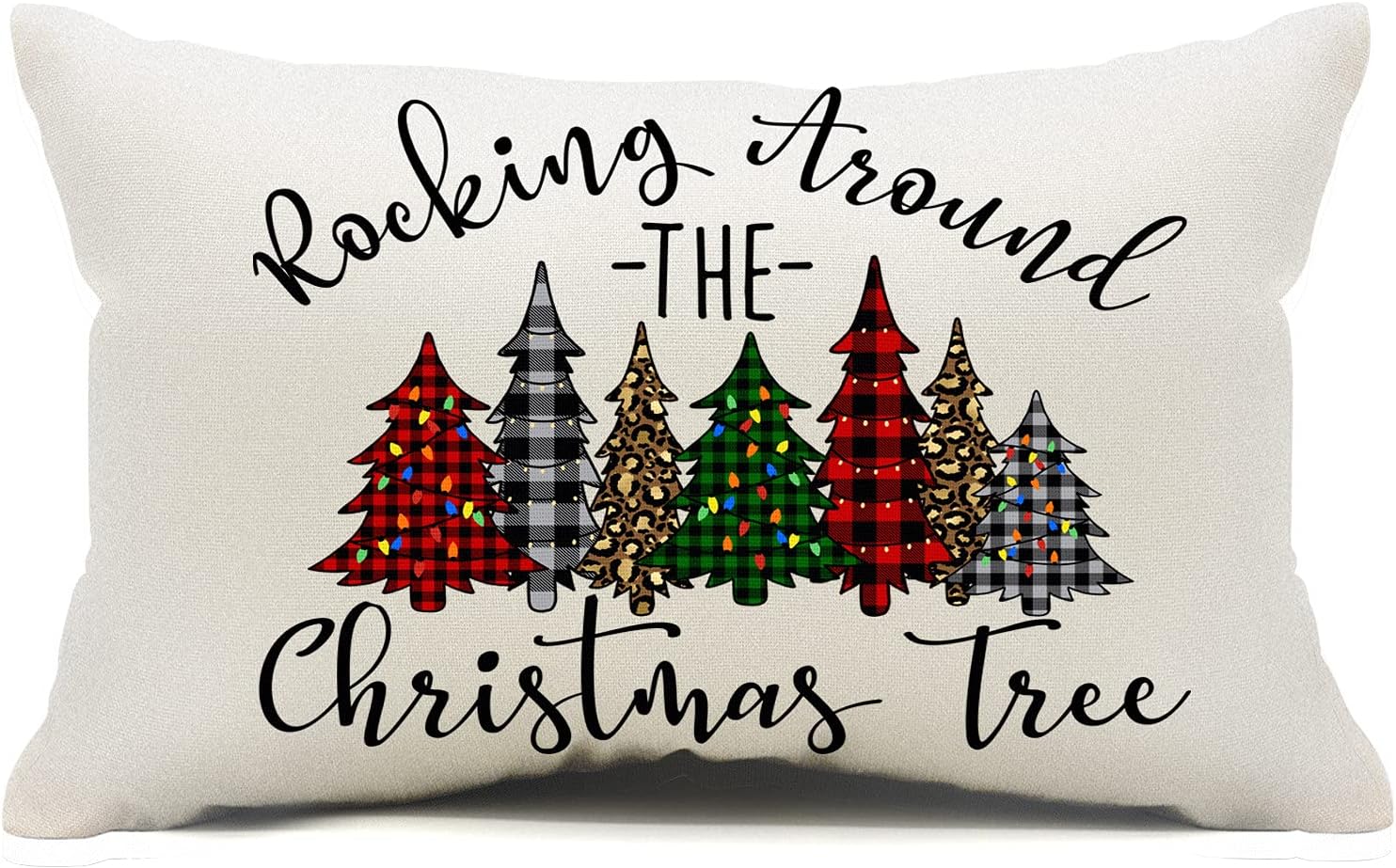 DFXSZ Christmas Pillow Covers 12x20 inch Christmas Tree Buffalo Porch Lumbar Pillow Covers Decor Farmhouse Outdoor Pillowcase for Couch Sofa
