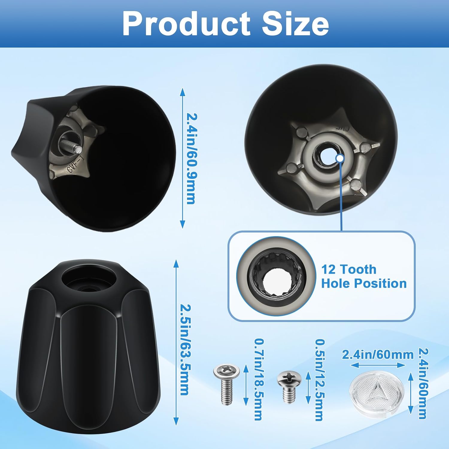 Metal Shower Knobs 3 Piece Replacement, Compatible with Price Pfister Verve and Bathtub Shower Faucet Handle, Shower Knobs Include Hot/Cold/Diverter and 3 Screws (Matte Black)
