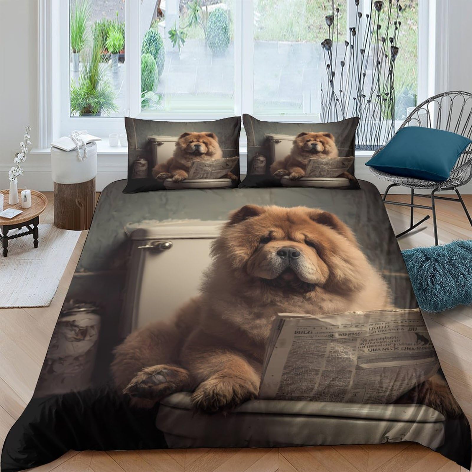 Ctjqhvkz Style-10 3D Printed Brown Chow Chow Dog Fitted Sheet Microfiber Soft Breathable Sofa Scene Mattress Cover Bedroom Decor Single（135X200cm）