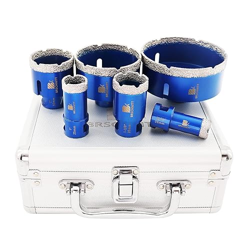 Miniatura 6 de Kit de sierra perforadora de diamante, 6 brocas para azulejos de porcelana, cerámica, mármol, granito, rosca 58-11, 45 a 4 pulgadas (20 a 3.937 in)