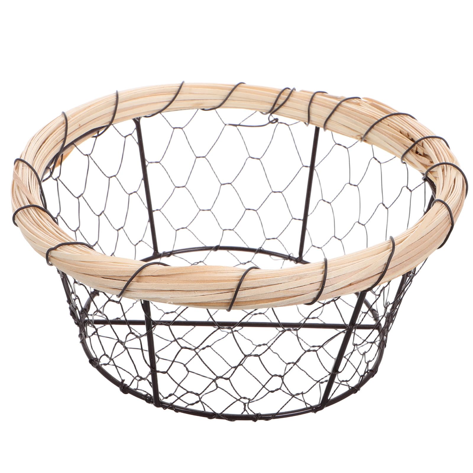 Cesta de alambre multifuncional negra con agujeros de ventilación para cocina