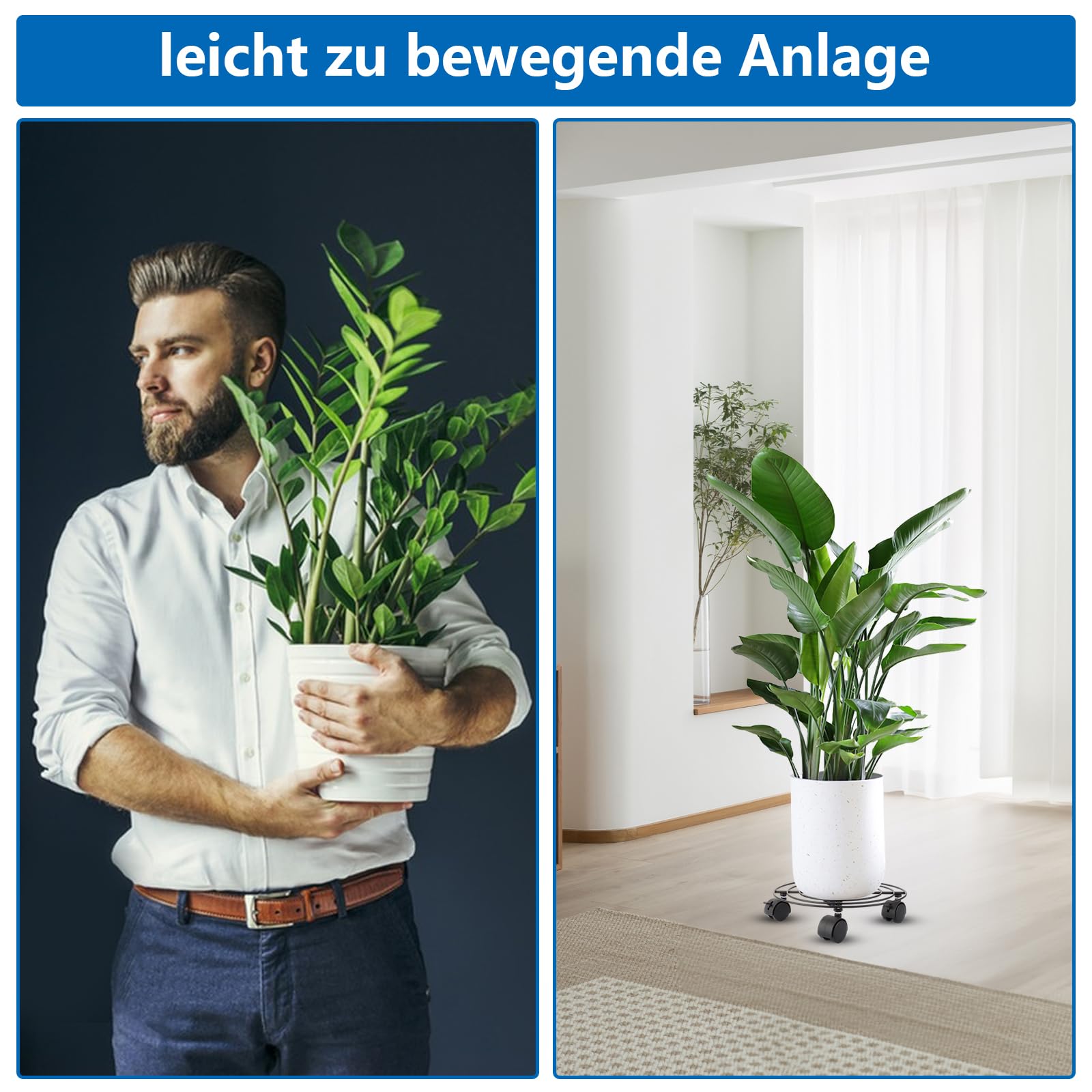 Lot de 4 rouleaux ronds pour plantes - 27 x 5 cm - Résistants aux intempéries - Soucoupe avec roulettes - 360 ° - Planche à roulettes pour pot de fleurs - Charge maximale : 40 kg