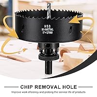 Vista 49 de Sierra perforadora de 4 1/8 pulgadas (4.134 in) para madera y plástico, broca de núcleo de cortador de agujeros bimetálico HSS para paneles de yeso