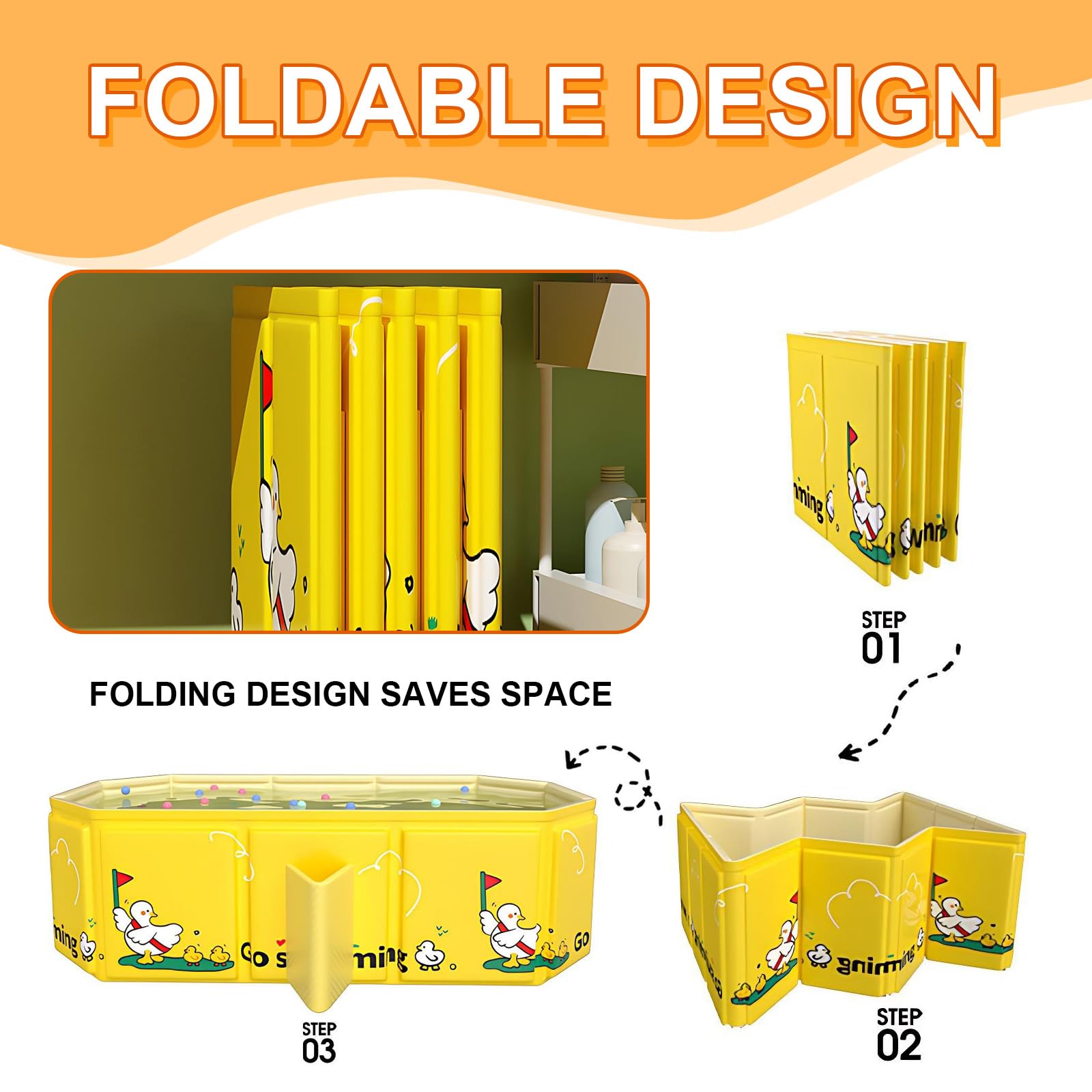 Baignoire Bébé Pliable Grande avec 5 Balles et 4 Canards Bouchon de Vidange Enfant 0-8 Ans Vert