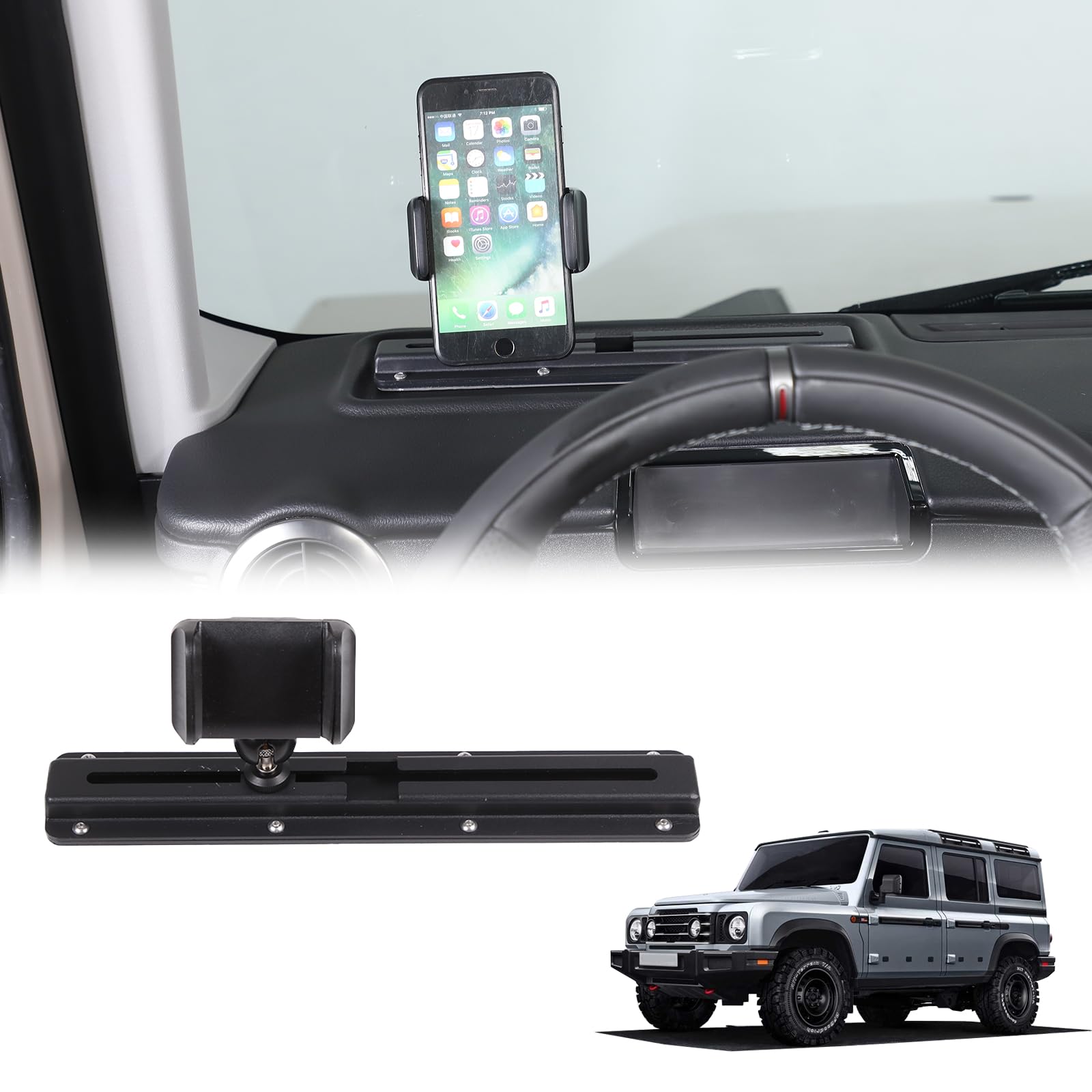 Car Phone Holder Mount Compatible with Ineos Grenadier 2020-2024 Center Console Dashboard Hands Free Multifunctional Track Phone Holder