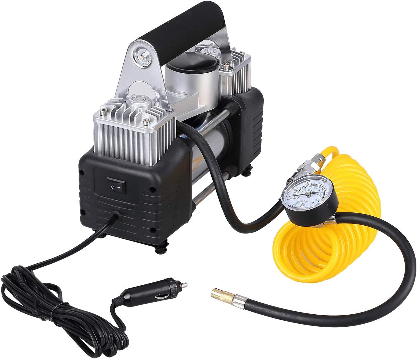 ANFAHR Digital Tyre Inflator Portable Car Air Compressor Electric Pump Digital Pressure Gauge - 12V 150PSI 75L/Min Airflow for Car Motorbike Basketball Football (Basic) [Energy Class A+]