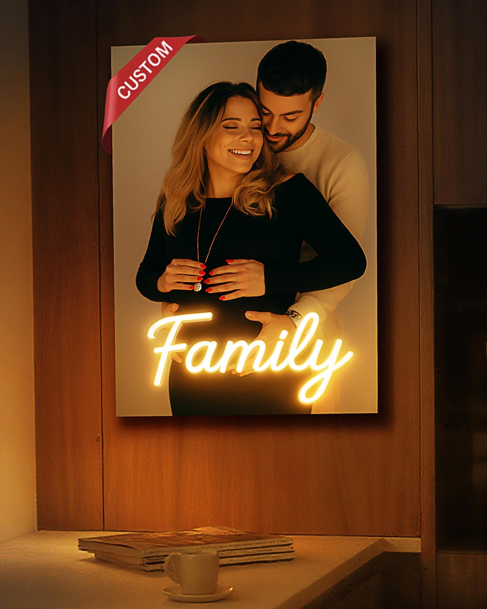 MOLCOVEX Custom LED Canvas Art with Your Photo, Personalized Acrylic Light-Up Wall Decor | Unique Sign Art for Gifts, Weddings, Bedrooms & Offices