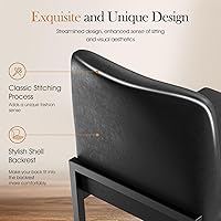 Vista 3 de Sophia & William - Juego de 4 taburetes de bar negros, taburetes de bar modernos de cuero PU de altura de mostrador con respaldo, sillas de isla