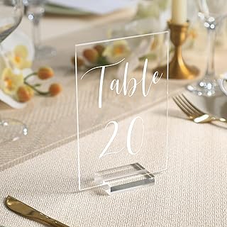 UNIQOOO Acrylic Wedding Table Number 1-20 with Stand | 4x6 inch Printed ...