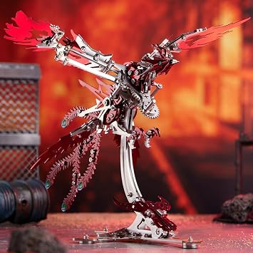 3D Metal Ornithopter Puzzles for Adults, DIY Mechanical Phoenix 3D Metal Model, Steampunk Puzzle Phoenix, Stainless Steel Animal Bird Assembly Kit with Flapping Wings, Handmade Gift & Decor, 358PCS