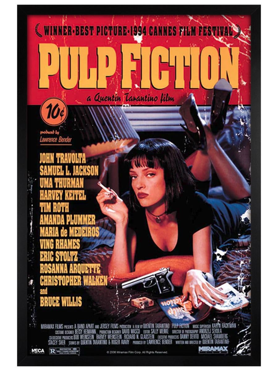 Grindstore Pulp Fiction - Maxi poster di Uma sul letto, con cornice in legno nero
