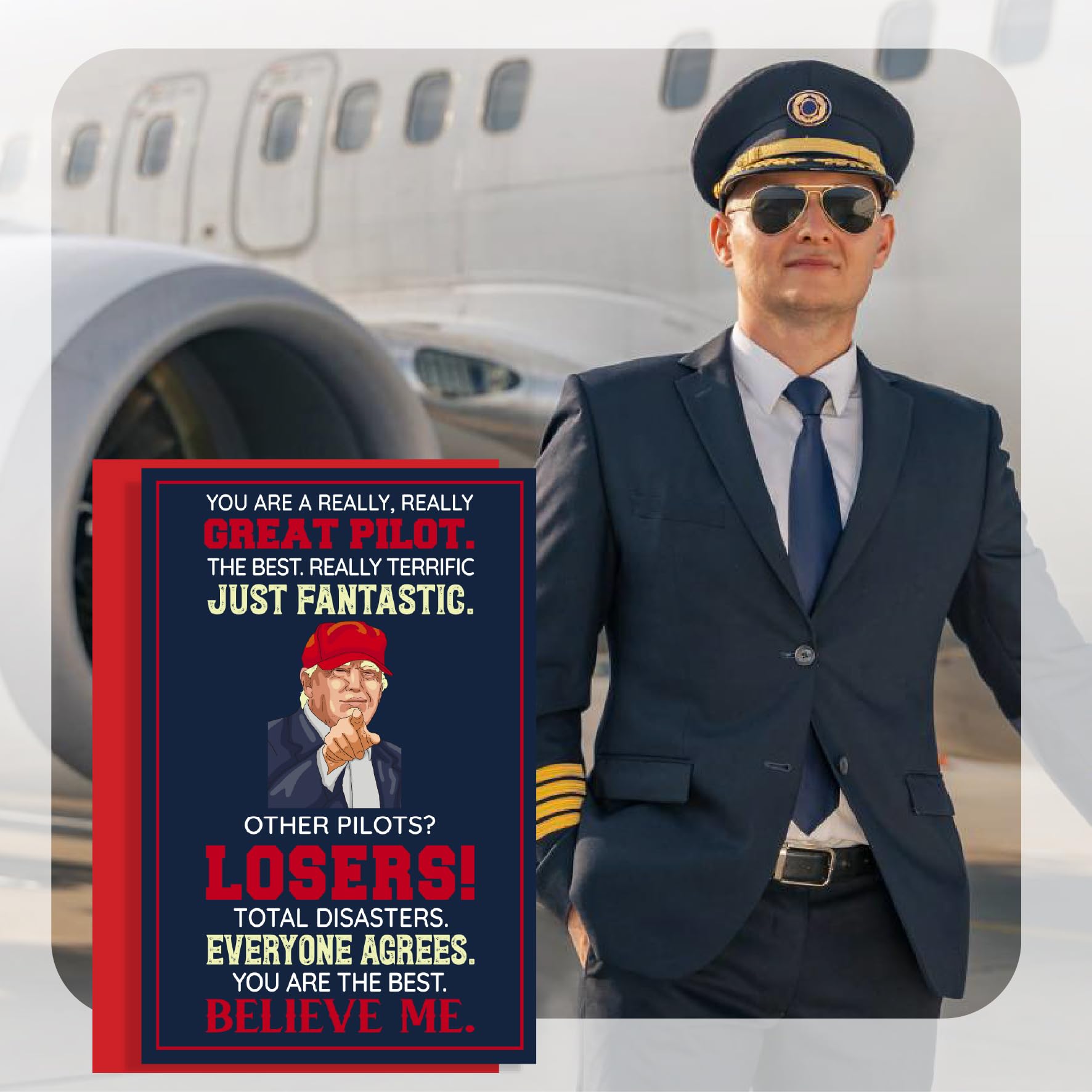 Funny Card for Pilot on Christmas, Birthday, Fathers Day, Humor Pilot Greeting Cards, Heartfelt Message for Men, Decorations for Aviation Man, Premium Quality