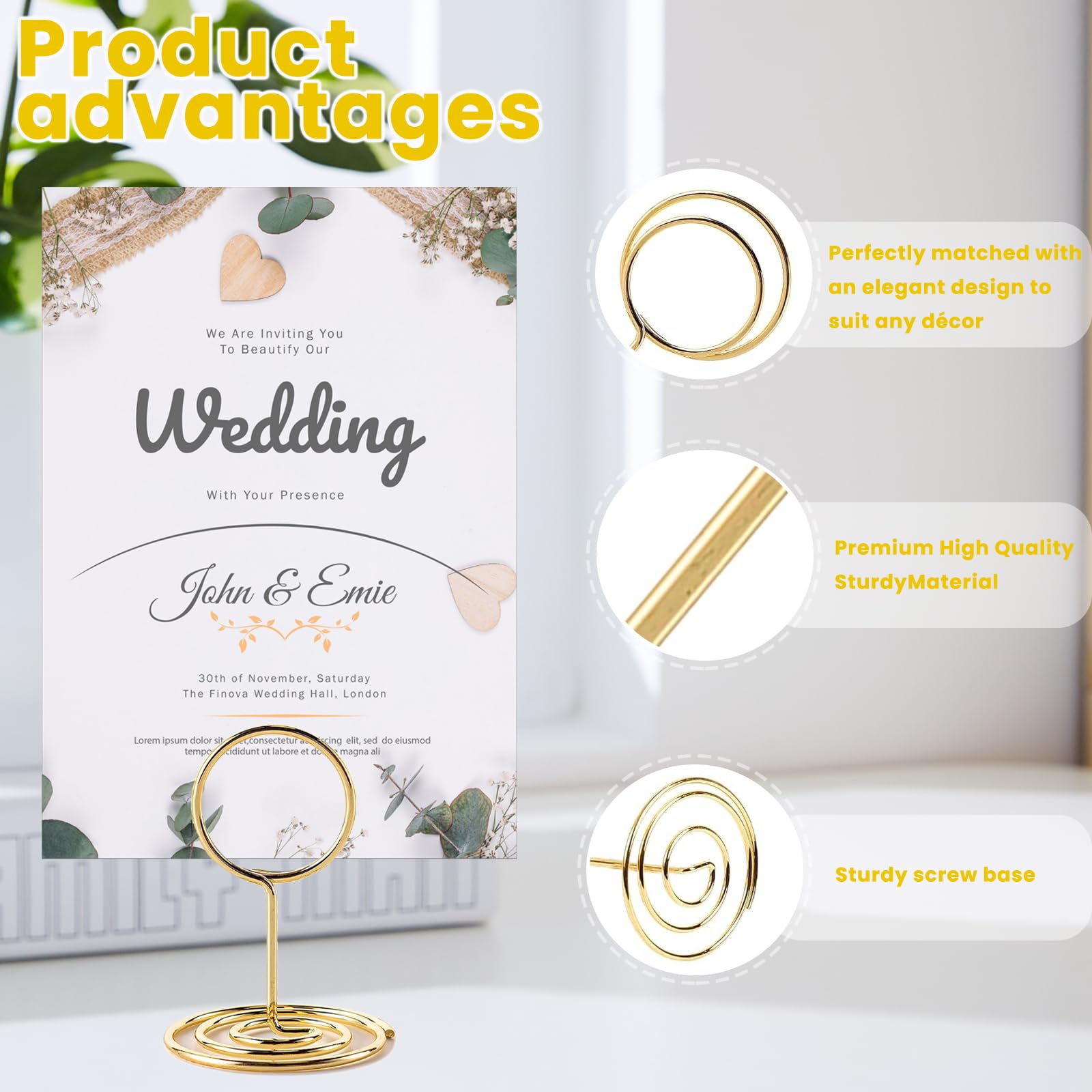 Supporto Segnaposto Tavolo Oro 24 Pezzi, Porta Memo Clip per Matrimoni Carte Biglietti da Visita