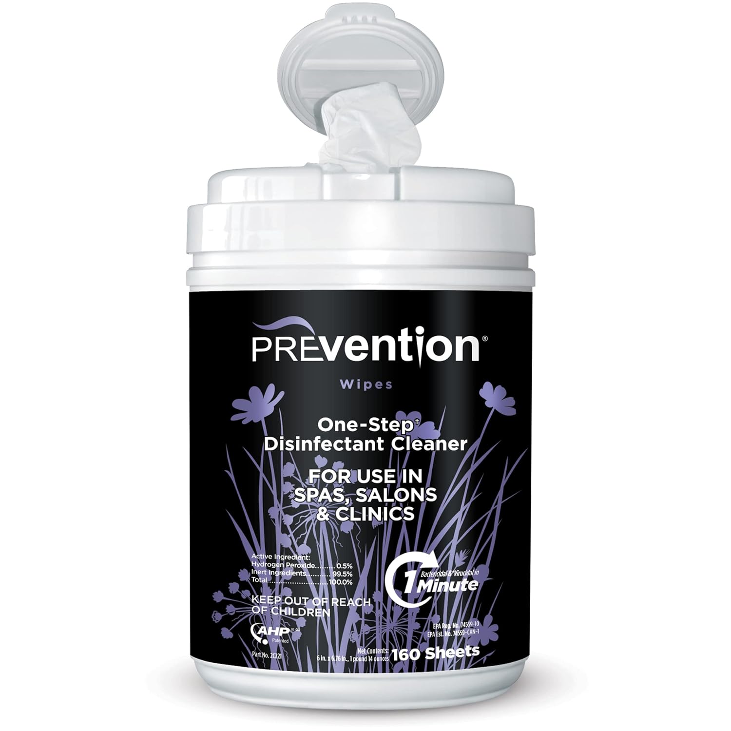 Prevention All Purpose Disinfectant Wipes Canister of Cleaning Wipes for Salons Spas Wellness Centers and Yoga Studios Hospital