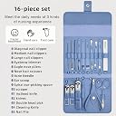 Stainless Steel Professional Manicure Set Nail Cutter For Women Nail Scissors Luxury Grooming Kit Manicure Pedicure Kit For Women & MeN (16 IN 1 MANICURE) gallery image
