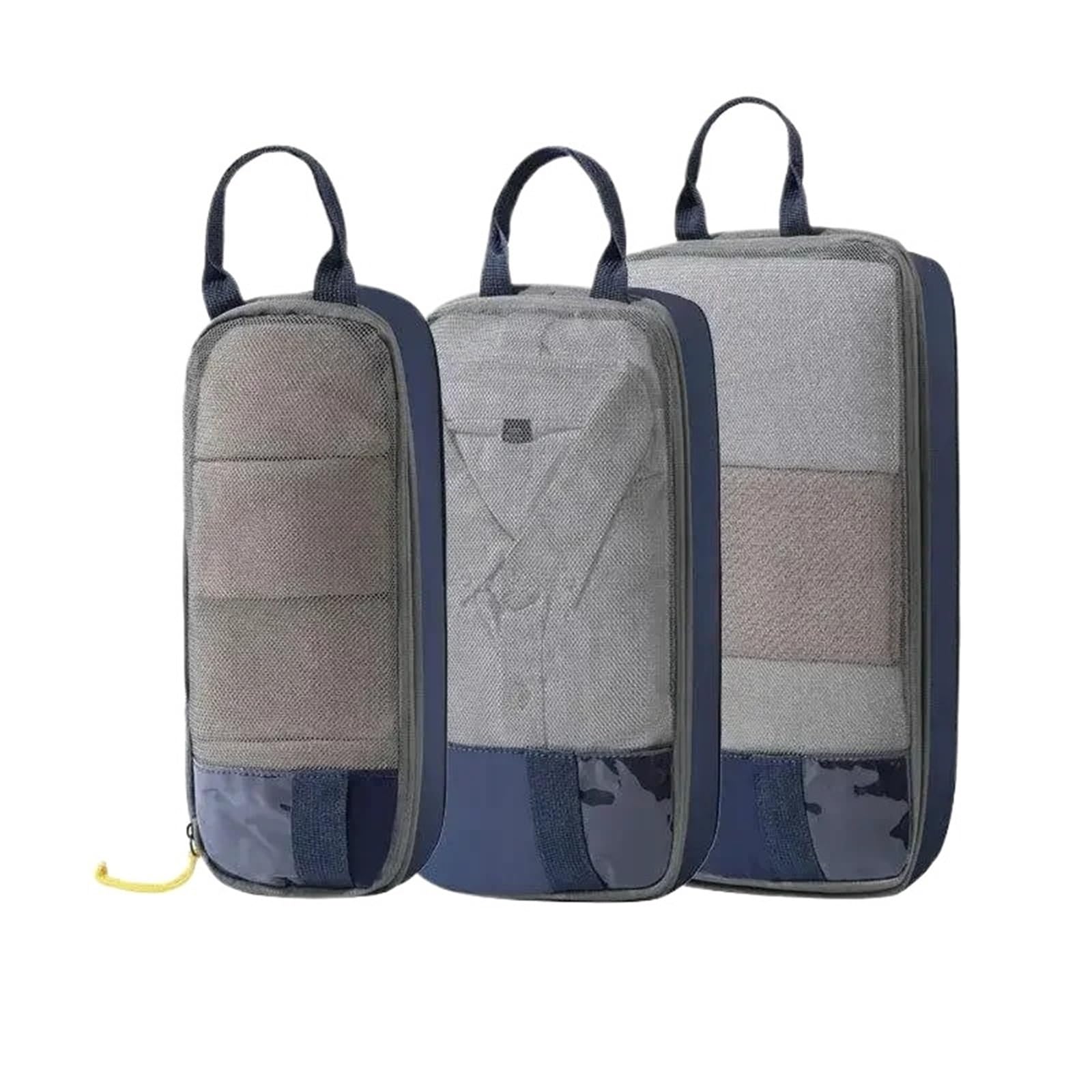 Bolsa organizadora de viaje compresión 3 piezas, plegable, impermeable, for guardar ropa interior, multifuncional, portátil Organizadores para maletas(Dark blue)