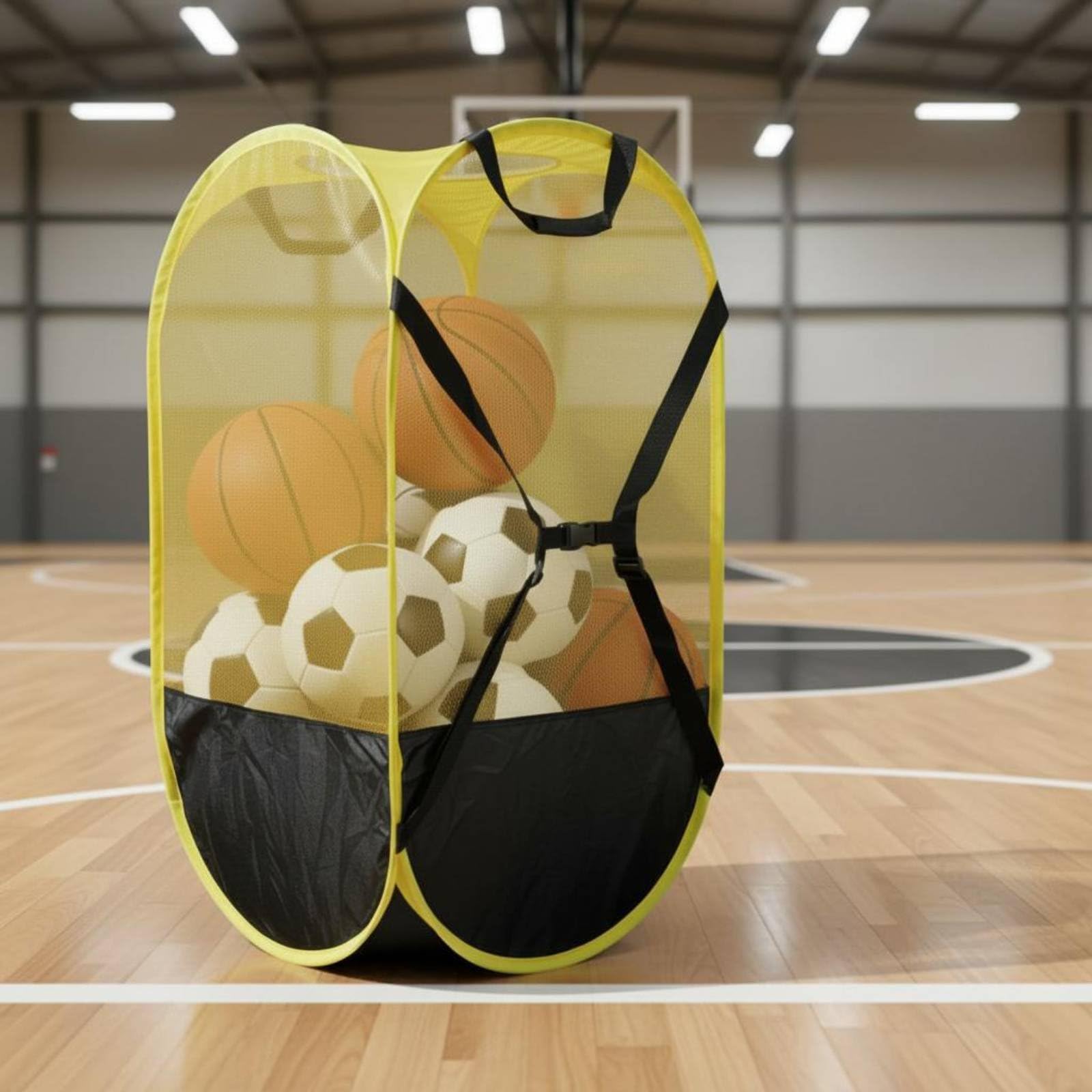 Zaino Portapalloni a Ampia Rete Capacità Borsa Portapalloni Pieghevole Multiuso Attrezzatura Sportiva per Squadre Sportive, Campo Sportivo, Palestra