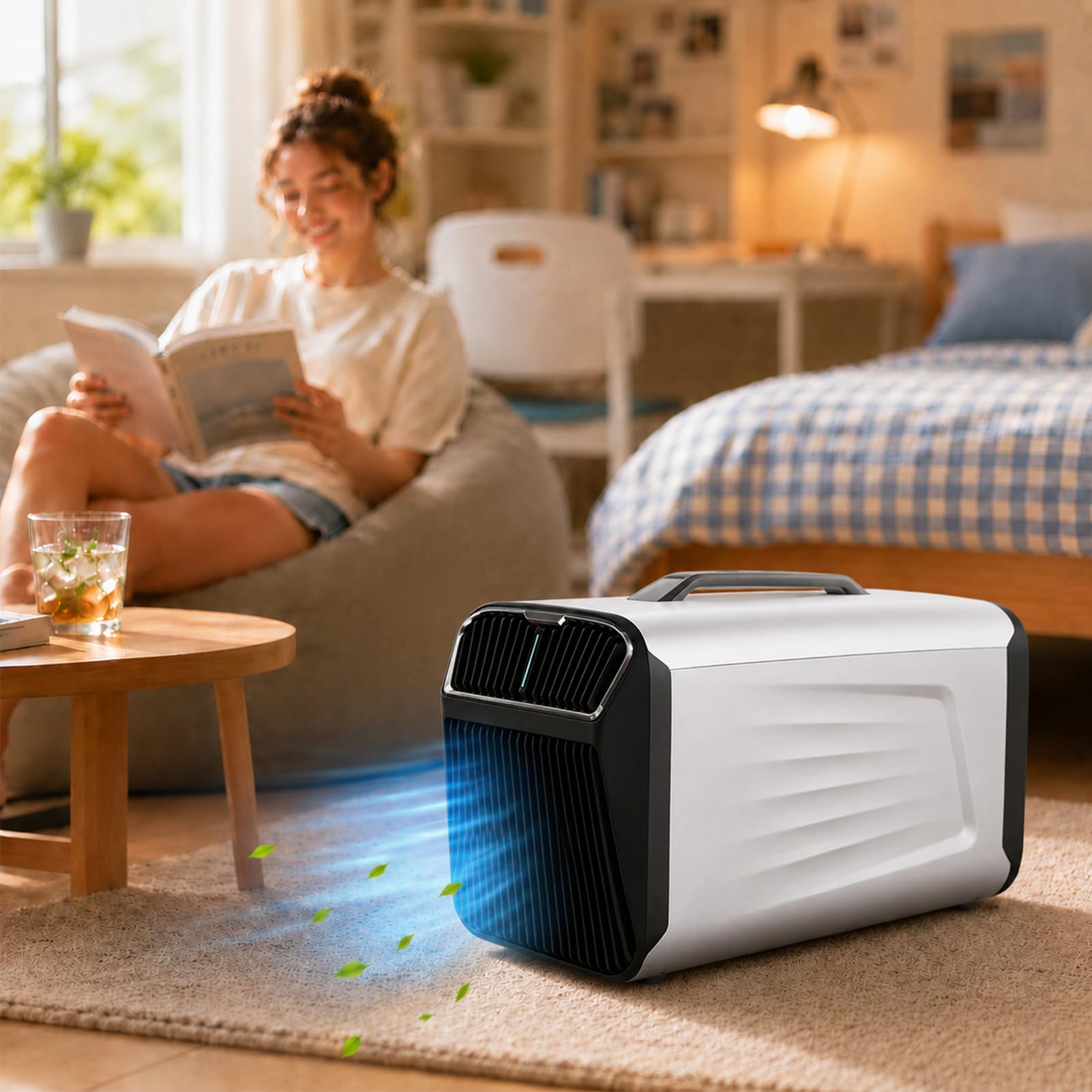 Przenośny klimatyzator 5200 BTU do kampera namiot kempingowy, 12 V/24 V/220 V kompaktowa klimatyzacja 400 W Cichy, 4 w 1 chłodzenie osuszanie wentylator uśpienia i pilota, regulator czasowy