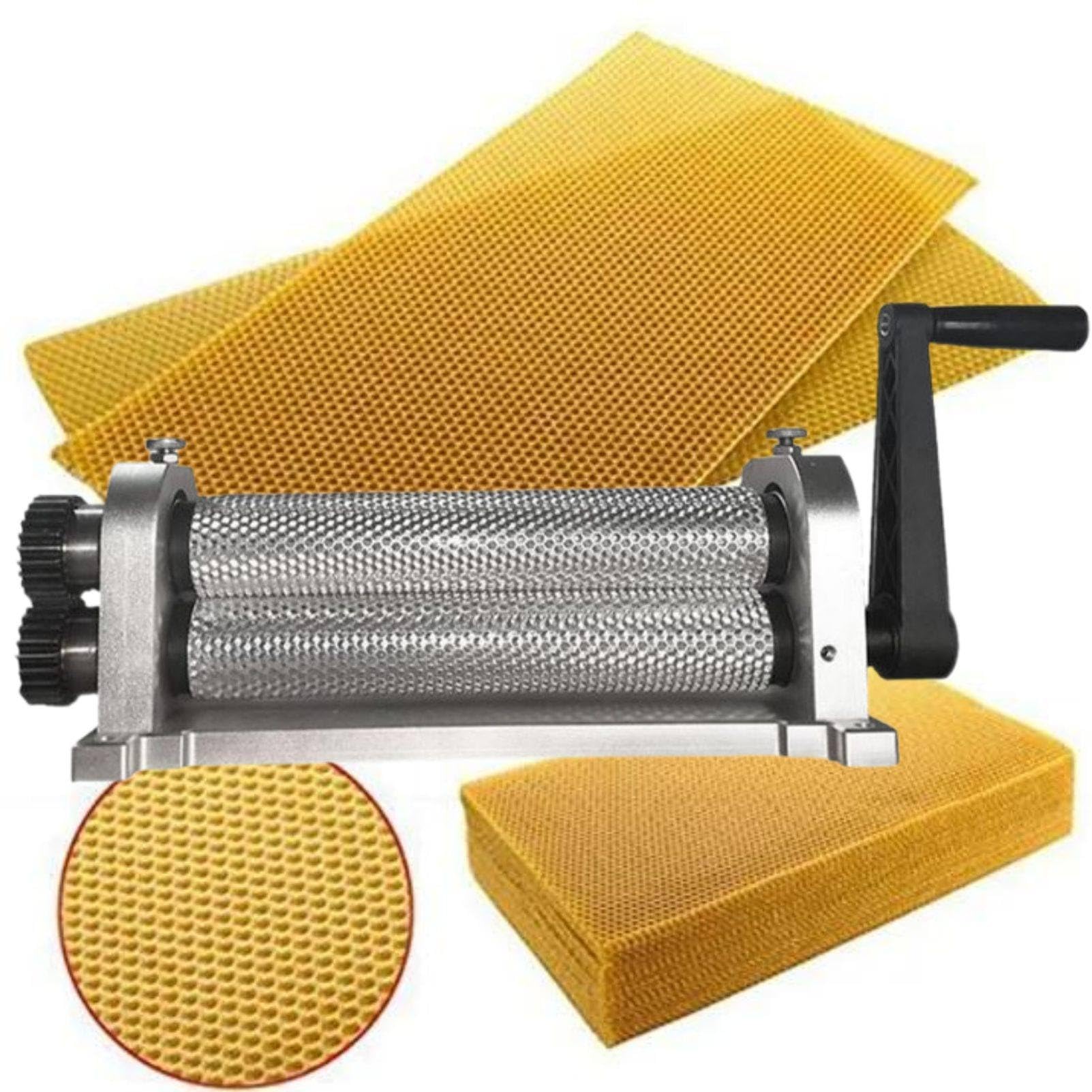 Macchina Manuale per la pressatura di Fogli di Cera d'api, rulli in Lega di Alluminio da 50 x 280 mm, Dimensioni delle Celle opzionali per l'allevamento delle api 5.1㎜
