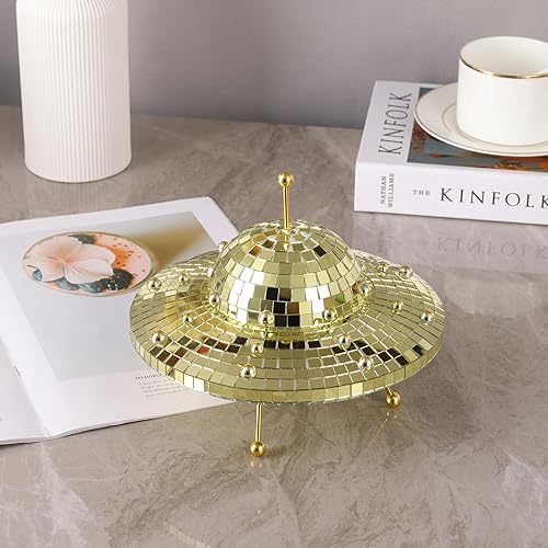 Miniatura 3 de Bola de discoteca OVNI retro, decoración de OVNI con temática espacial, luces de discoteca reflectantes para fiestas, bola de discoteca de espejo