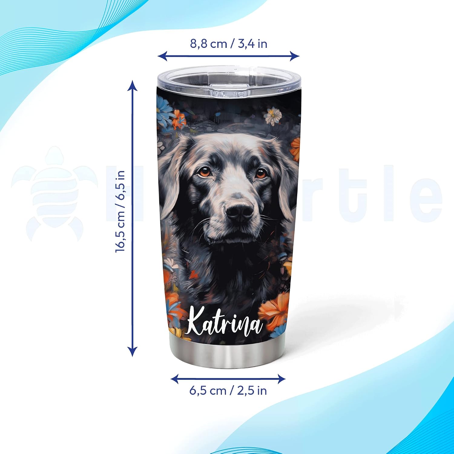 Hyturtle Personalized Stainless Steel Tumbler - 20oz Insulated Dog Lovers Gift - Custom Name Just A Girl Who Loves Dogs