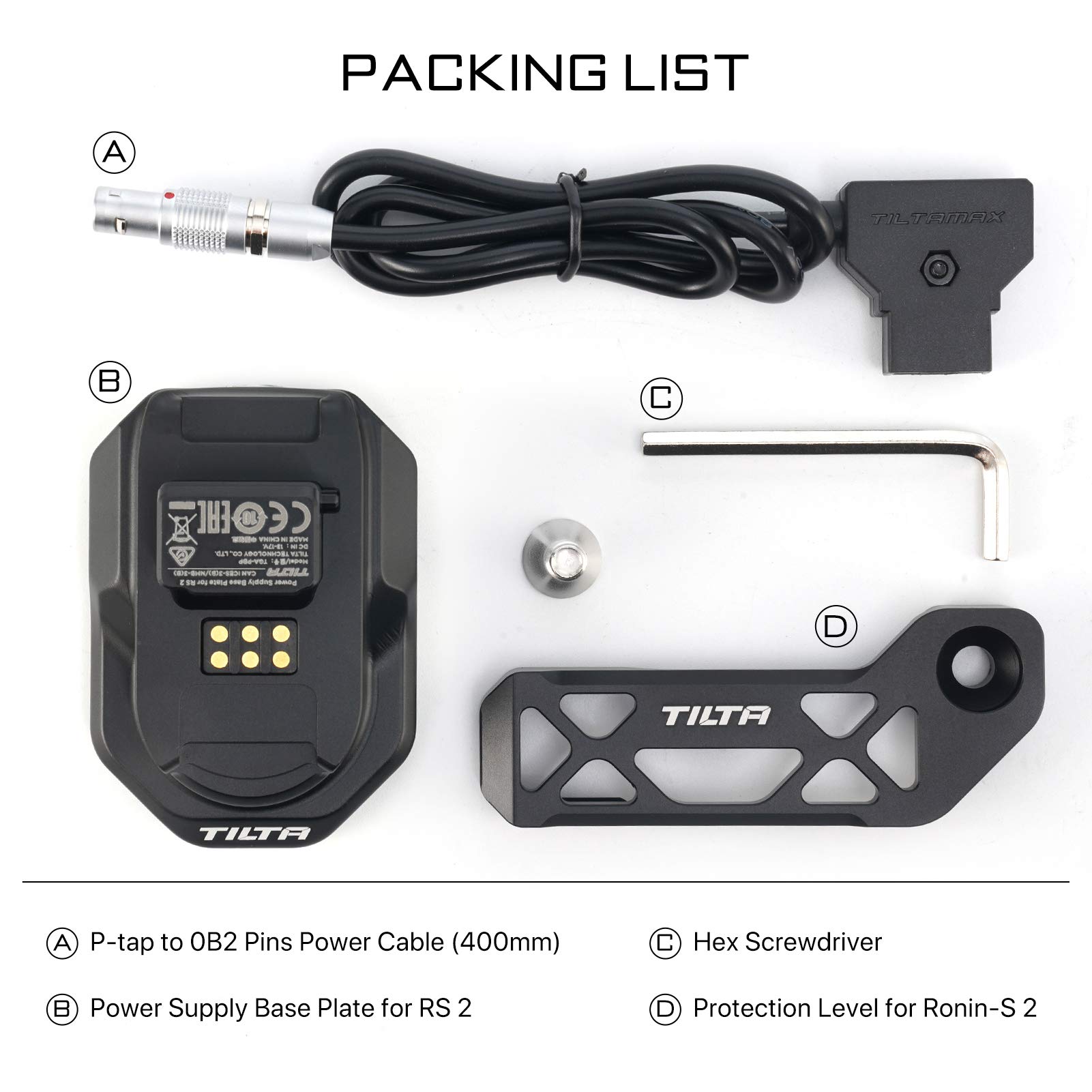 TILTA Plaque de Base d'alimentation Compatible avec Câble d'alimentation à Cardan RS 2 Ronin-S 2, Solution d'alimentation Externe pour Accessoires de Caméra RS2 TGA-PBP