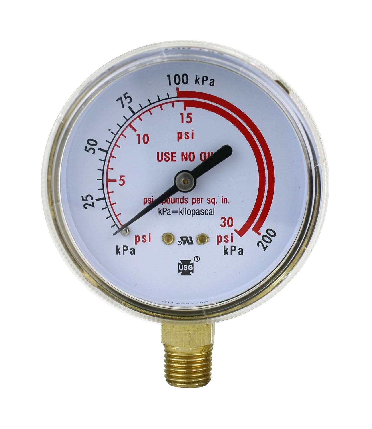 SÜA - High and Low Pressure Gauge for Heavy-Duty Acetylene/Propane Regulators 0-400 psi & 0-30 psi - 2.5 inches - Thread: 1/4" NPT
