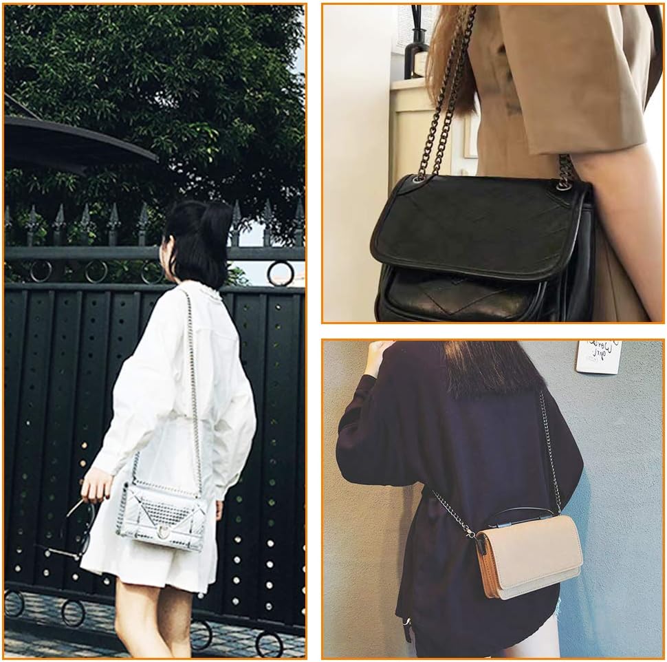 Lokunn 47" Fashion DIY Flat Chain Strap, Black Metal Chain for Handbag Purse Shoulder Cross Body Replacement Chain Strap Accessories with Alloy Buckles : Arts, Crafts & Sewing