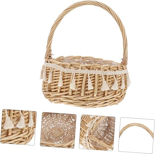 Miniatura 4 de CIYODO 1pc Willow Flowers Seagrass Storage Baskets Woven Storage Baskets Candy Containers for Gifts Wedding Flower Baskets Seagrass Basket Woven